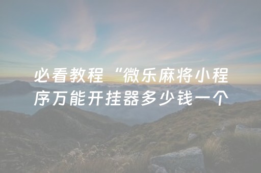 必看教程“微乐麻将小程序万能开挂器多少钱一个”(原来真的有挂)-抖音