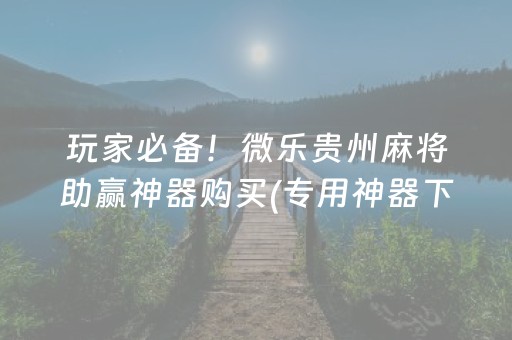 玩家必备！微乐贵州麻将助赢神器购买(专用神器下载)