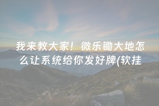 我来教大家！微乐锄大地怎么让系统给你发好牌(软挂神器)