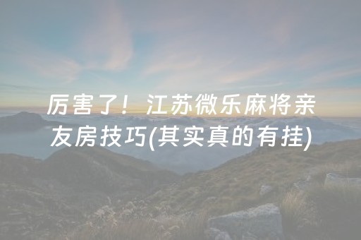 厉害了！江苏微乐麻将亲友房技巧(其实真的有挂)