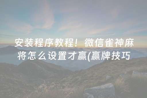 安装程序教程！微信雀神麻将怎么设置才赢(赢牌技巧插件安装)