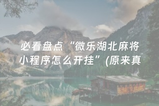 必看盘点“微乐湖北麻将小程序怎么开挂”(原来真的有挂)-抖音