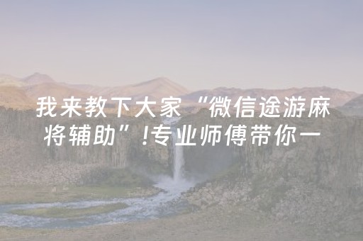 我来教下大家“微信途游麻将辅助”!专业师傅带你一起了解（详细教程）-抖音