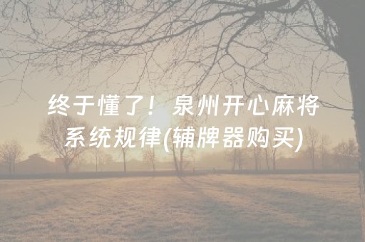 终于懂了！泉州开心麻将系统规律(辅牌器购买)