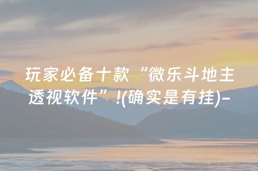 玩家必备十款“微乐斗地主透视软件”!(确实是有挂)-抖音