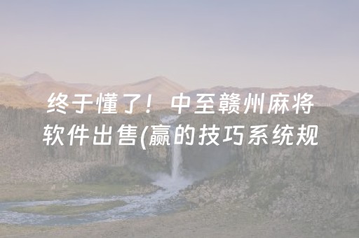 终于懂了！中至赣州麻将软件出售(赢的技巧系统规律)