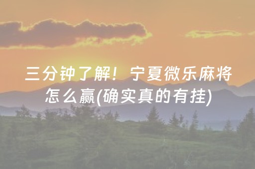 三分钟了解！宁夏微乐麻将怎么赢(确实真的有挂)