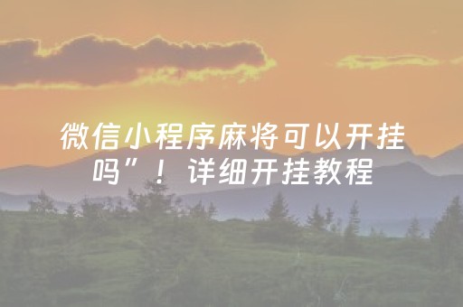 微信小程序麻将可以开挂吗”！详细开挂教程（确实真的有挂)-抖音