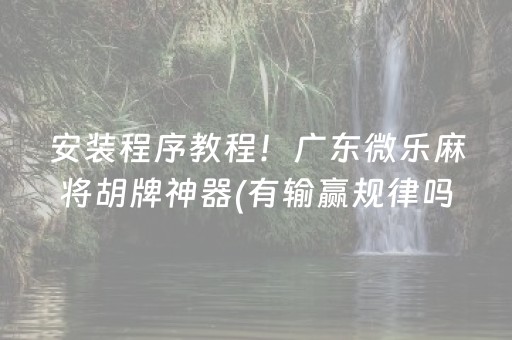 安装程序教程！广东微乐麻将胡牌神器(有输赢规律吗)