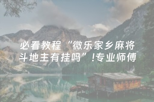 必看教程“微乐家乡麻将斗地主有挂吗”!专业师傅带你一起了解（详细教程）-抖音