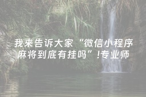 我来告诉大家“微信小程序麻将到底有挂吗”!专业师傅带你一起了解（详细教程）-抖音