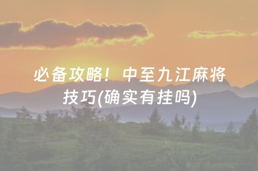 必备攻略！中至九江麻将技巧(确实有挂吗)