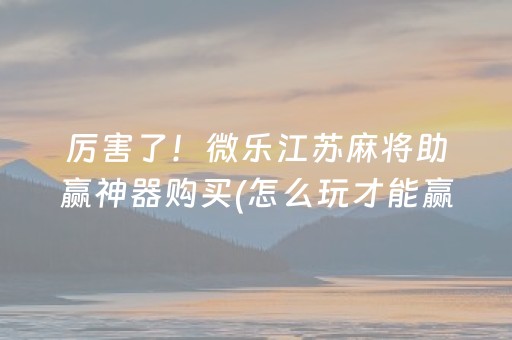 厉害了！微乐江苏麻将助赢神器购买(怎么玩才能赢)