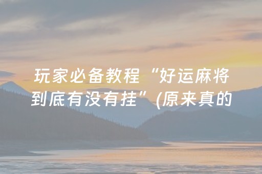 玩家必备教程“好运麻将到底有没有挂”(原来真的有挂)-抖音