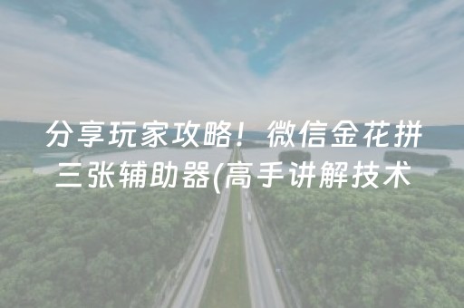 分享玩家攻略！微信金花拼三张辅助器(高手讲解技术)