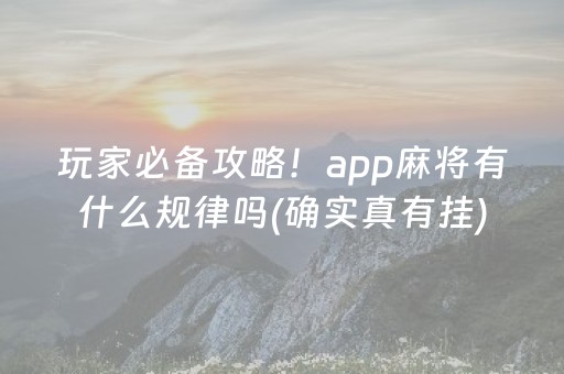 玩家必备攻略！app麻将有什么规律吗(确实真有挂)