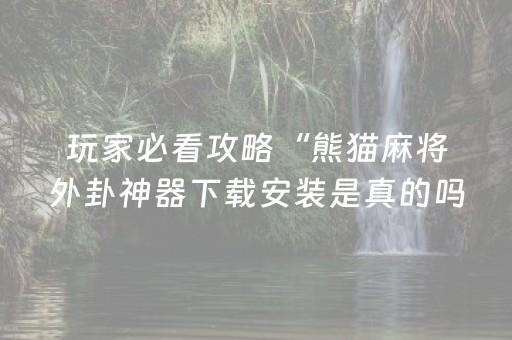 玩家必看攻略“熊猫麻将外卦神器下载安装是真的吗”!(确实是有挂)-抖音