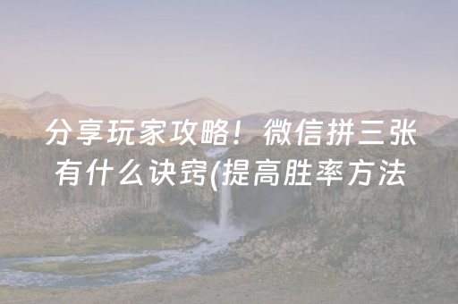 分享玩家攻略！微信拼三张有什么诀窍(提高胜率方法)