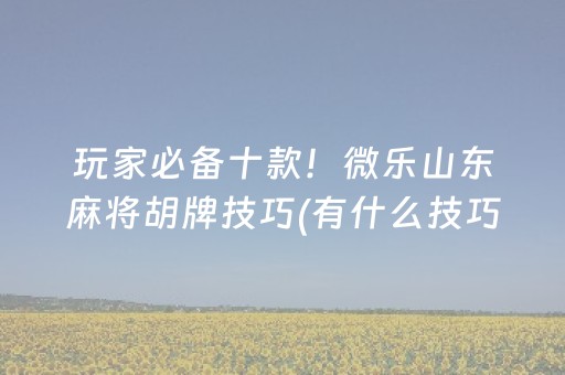 玩家必备十款！微乐山东麻将胡牌技巧(有什么技巧)