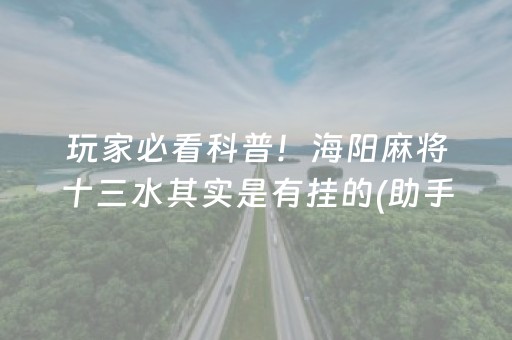 玩家必看科普！海阳麻将十三水其实是有挂的(助手神器外辅工具)