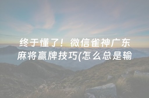 终于懂了！微信雀神广东麻将赢牌技巧(怎么总是输)