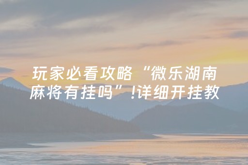 玩家必看攻略“微乐湖南麻将有挂吗”!详细开挂教程-抖音