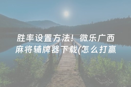 胜率设置方法！微乐广西麻将辅牌器下载(怎么打赢的几率大)