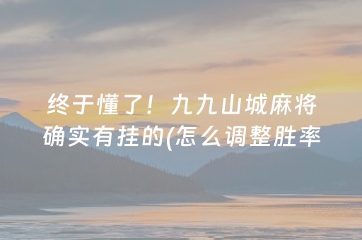 终于懂了！九九山城麻将确实有挂的(怎么调整胜率)