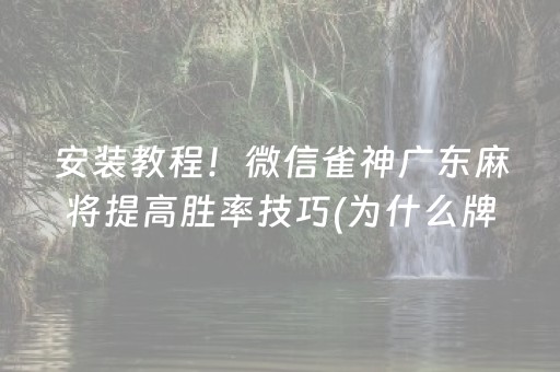 安装教程！微信雀神广东麻将提高胜率技巧(为什么牌一直很差)