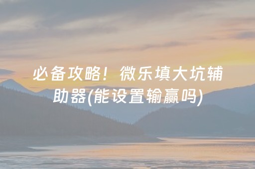 必备攻略！微乐填大坑辅助器(能设置输赢吗)