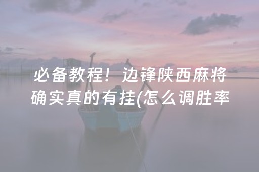 必备教程！边锋陕西麻将确实真的有挂(怎么调胜率)