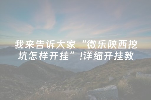 我来告诉大家“微乐陕西挖坑怎样开挂”!详细开挂教程-抖音