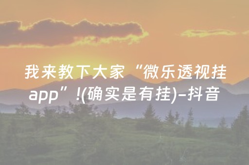 我来教下大家“微乐透视挂app”!(确实是有挂)-抖音