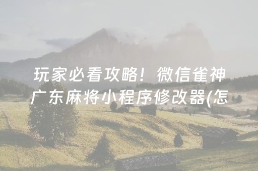 玩家必看攻略！微信雀神广东麻将小程序修改器(怎么设置能有好牌)