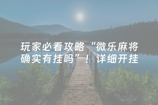 玩家必看攻略“微乐麻将确实有挂吗”！详细开挂教程（确实真的有挂)-抖音