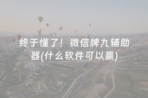 终于懂了！微信牌九辅助器(什么软件可以赢)