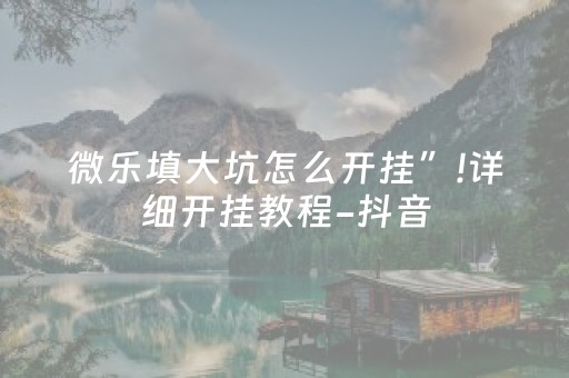 微乐填大坑怎么开挂”!详细开挂教程-抖音