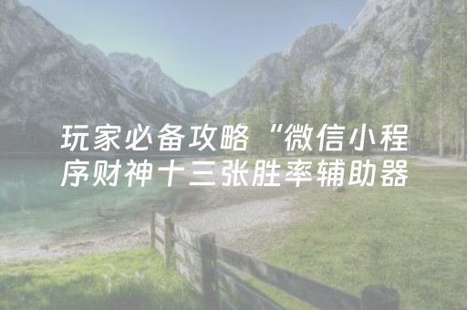 玩家必备攻略“微信小程序财神十三张胜率辅助器”（必赢神器免费安装)