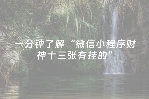 一分钟了解“微信小程序财神十三张有挂的”（如何让系统发好牌)