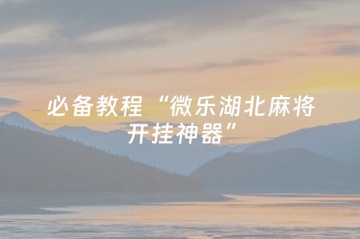 必备教程“微乐湖北麻将开挂神器”（小程序控牌器)