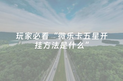 玩家必看“微乐卡五星开挂方法是什么”（提高胜率软件)