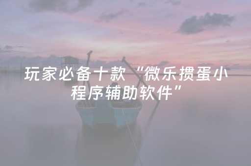 玩家必备十款“微乐掼蛋小程序辅助软件”（怎么能调好牌)