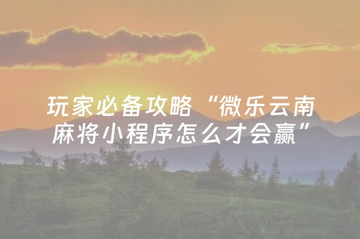 玩家必备攻略“微乐云南麻将小程序怎么才会赢”（充值会提高胜率么)