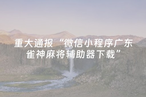 重大通报“微信小程序广东雀神麻将辅助器下载”（怎么让系统给自己好牌)