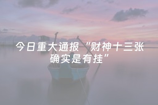 今日重大通报“财神十三张确实是有挂”（做弊器软件下载)