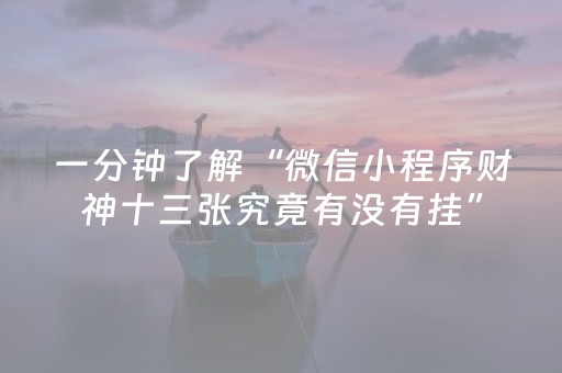 一分钟了解“微信小程序财神十三张究竟有没有挂”（为什么有人一直赢)