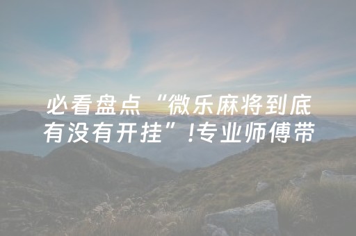 必看盘点“微乐麻将到底有没有开挂”!专业师傅带你一起了解（详细教程）-抖音