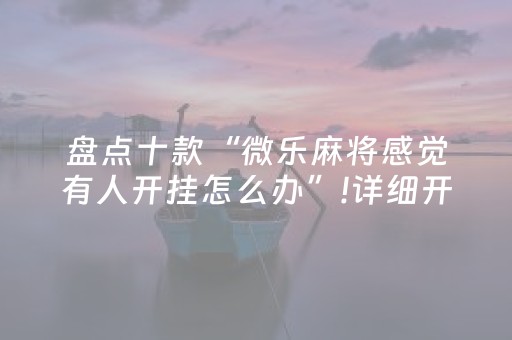 盘点十款“微乐麻将感觉有人开挂怎么办”!详细开挂教程-抖音