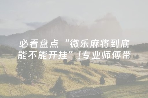 必看盘点“微乐麻将到底能不能开挂”!专业师傅带你一起了解（详细教程）-抖音