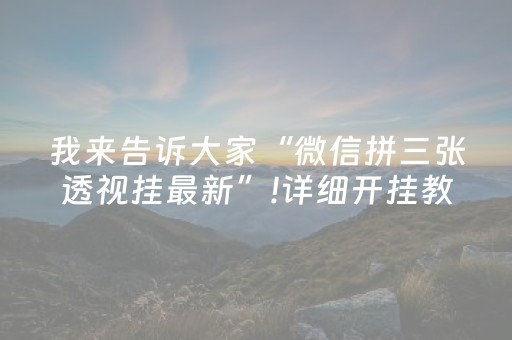 我来告诉大家“微信拼三张透视挂最新”!详细开挂教程-抖音